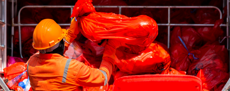 garbage bags full of medical waste